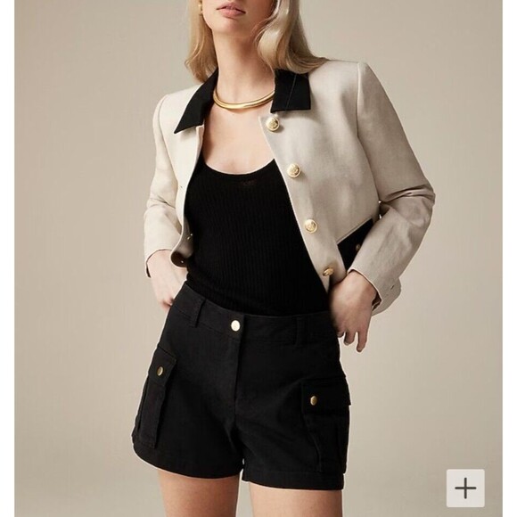 J. Crew Women Short 4" Hudson Cargo Chino Black Neutral Size 14 - Picture 1 of 11